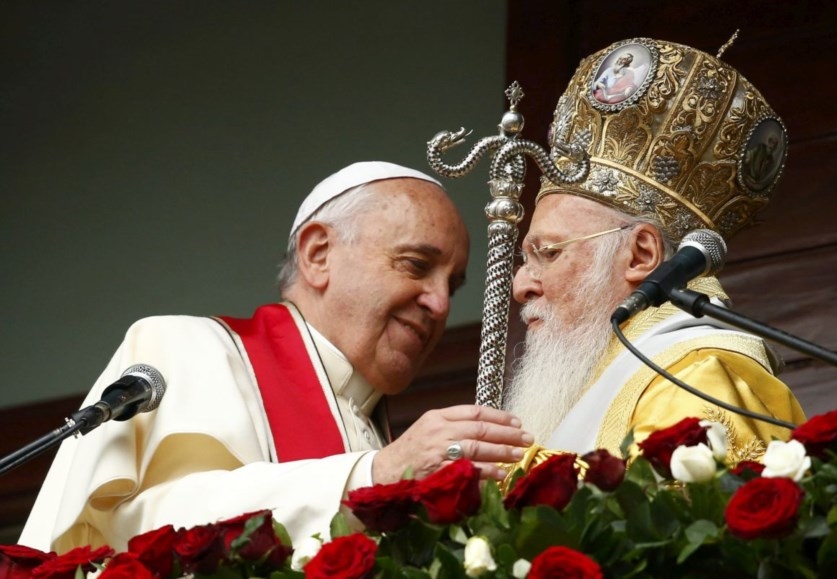 Papa Francisco e o patriarca Bartolomeu.