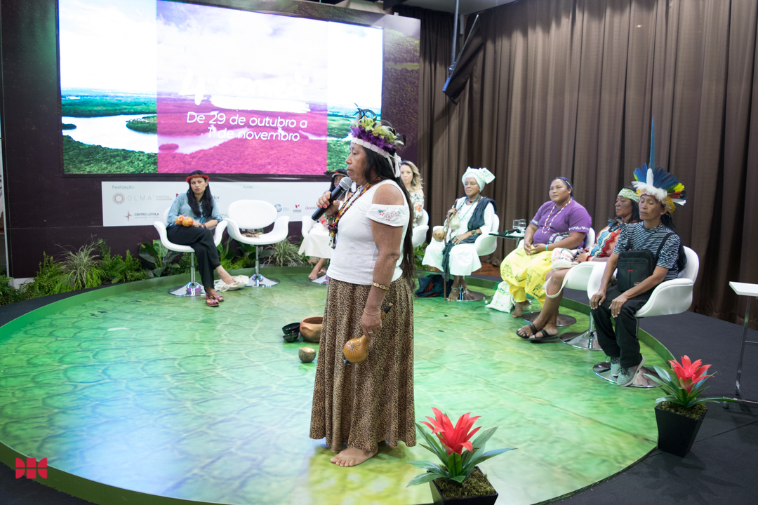 Igaré Kaigang na mesa 'Mulheres dos povos tradicionais da Amazônia: Lutas e desafios' durante a Semea 2019