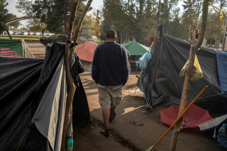 Acampamento de imigrantes em Ciudad Juárez, México