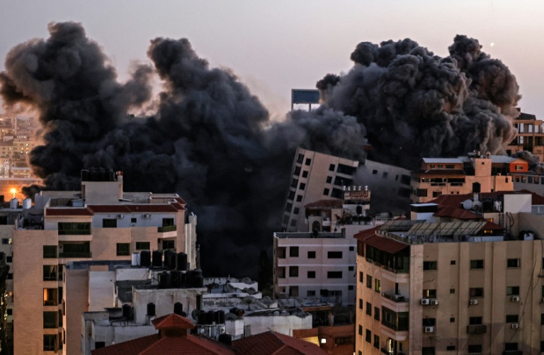 Bombardeio na região de Hanadi na Faixa de Gaza, controlada pelo Hamas, em 11 de maio de 2021