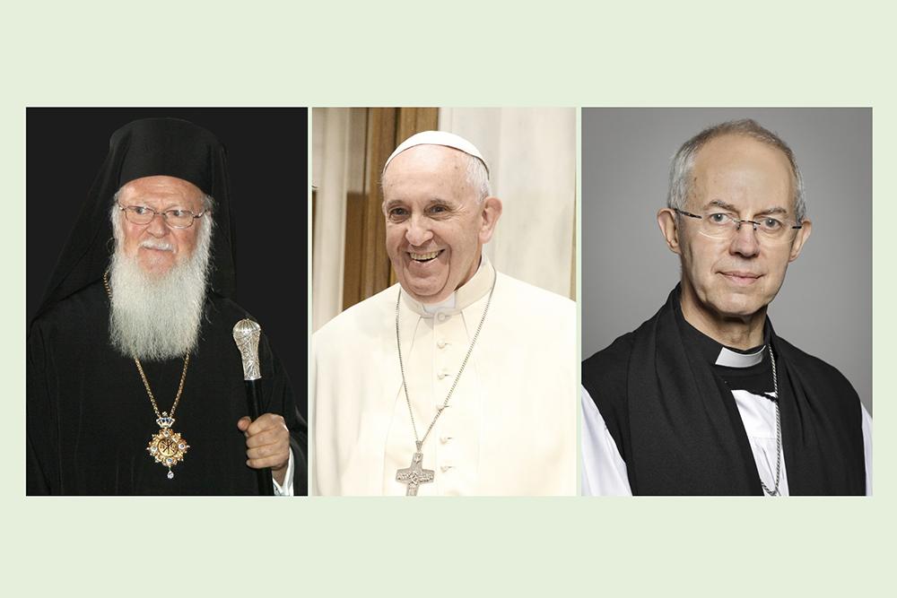 Patriarca ecumênico de Constantinopla, Bartolomeu I, papa Francisco e o arcebispo de Cantuária, Justin Welby