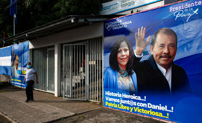 Campanha de promoção eleitoral do presidente da Nicarágua, Daniel Ortega, em Managua