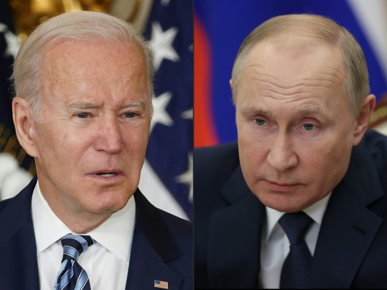 O presidente dos Estados Unidos, Joe Biden, e o presidente da Rússia, Vladimir Putin