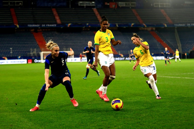 O Brasil, de Tamires Britto e Daiane Silva (N.3) e a Finlândia, de Emma Koivisto, ficaram no 0 a 0 em sua última partida no Torneio da França em Caen, em 22 de fevereiro de 2022