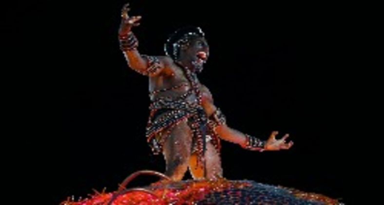 Representação de Exú pela Grande Rio no Carnaval de 2022 (Reprodução)