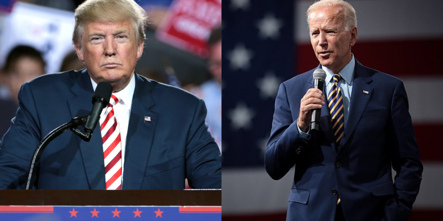 Donald Trump e Joe Biden, candidatos à presidência dos Estados Unidos (Wikimedia Commons)