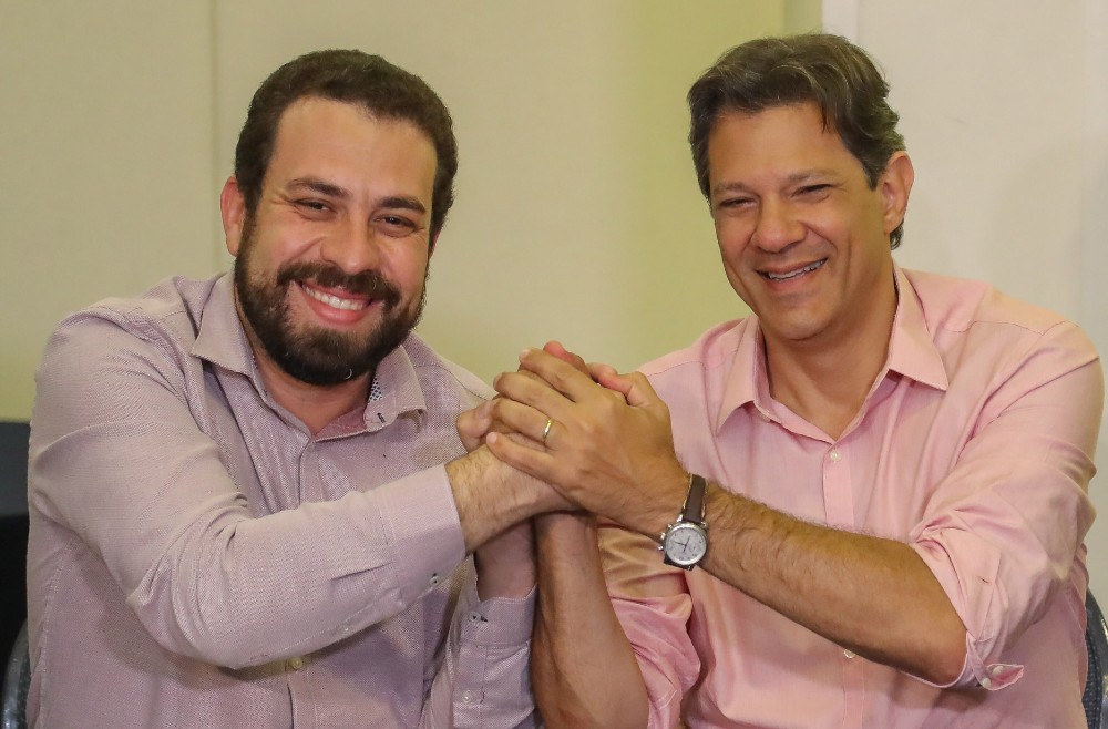 Guilherme Boulos e Fernando Haddad, em 2018 (Ricardo Stuckert)