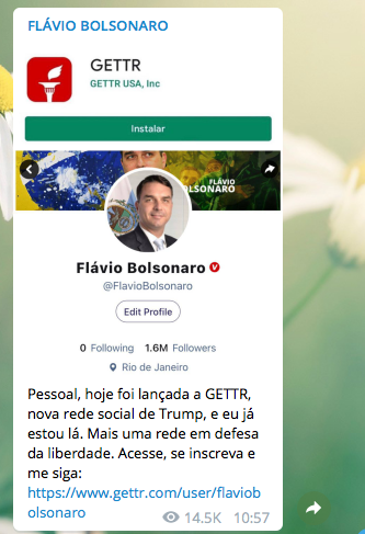 Flávio Bolsonaro divulgou a nova rede social para seus seguidores (Reprodução/Instagram)
